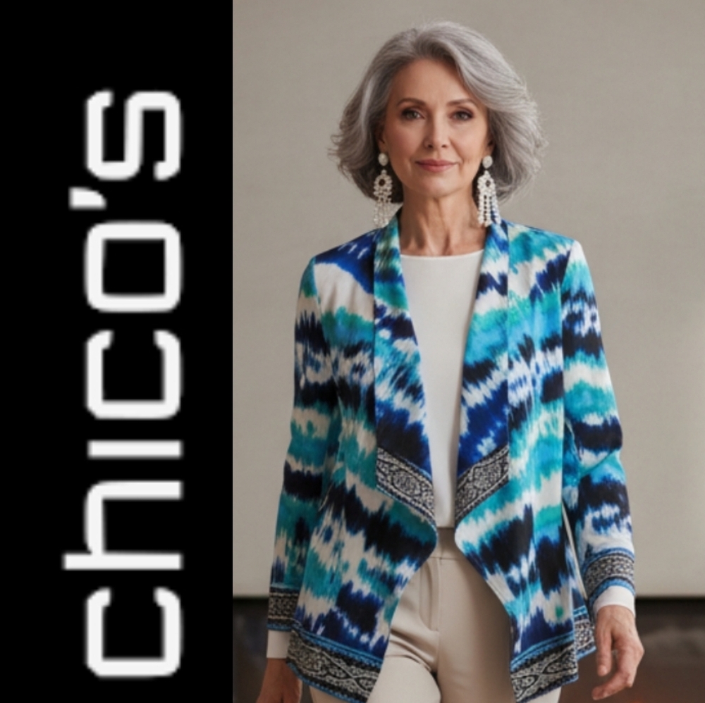 🆕️Chicos Draped Double Print Jacket